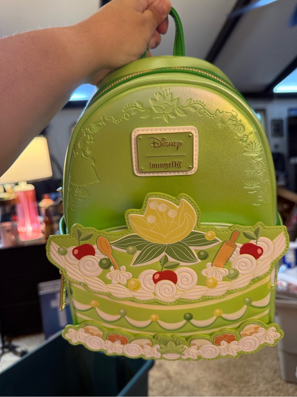 Loungefly Green Tiana Floral & Pastry Mini Backpack